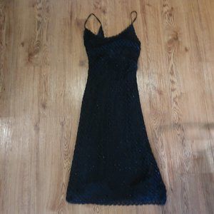 Shag Boutique Black Beaded Crochet Midi Dress Sz XS*